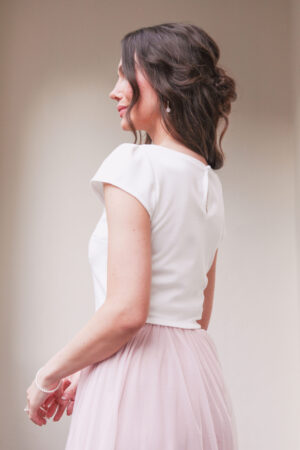 Braut Crop Top mit kurzen Ärmeln