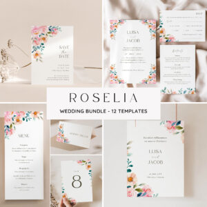 Hochzeit Papeterie Bundle | elegant & floral ROSELIA