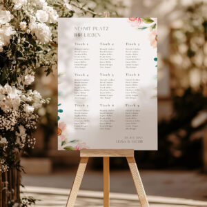 Sitzplan Hochzeit | Florale Vorlage zum Personalisieren ROSELIA