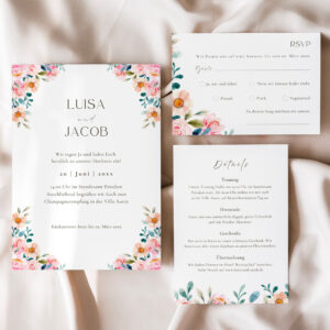 Einladungsset Hochzeit | Einladung, Detailkarte & RSVP ROSELIA