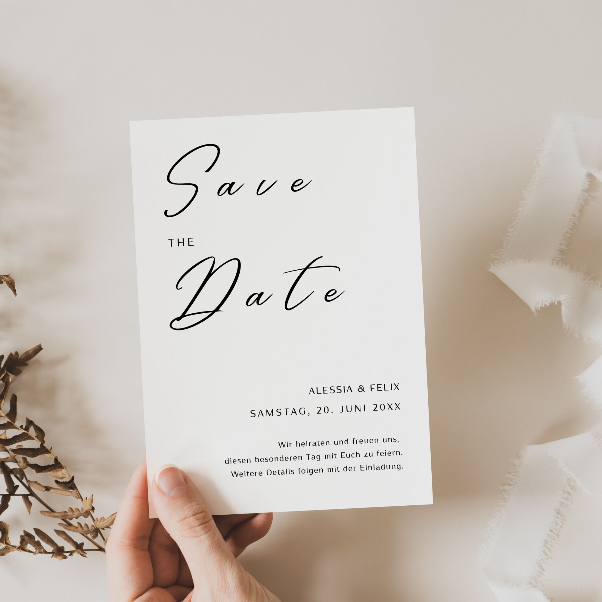 Save the Date Karte MODERN MUSE | Minimalistische Kalligraphie Vorlage – Bild 3