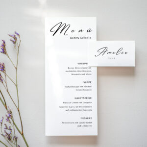 Minimalistisches Tischkarten Set Hochzeit | Menükarte & Platzkarte MODERN MUSE