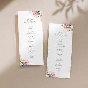 Hochzeitsprogramm Vorlage | florale Tagesablaufkarte ROSELIA