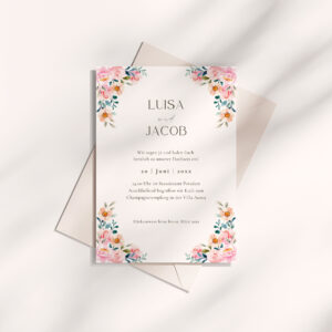Einladung Hochzeit Vorlage | romantisch mit Blüten ROSELIA