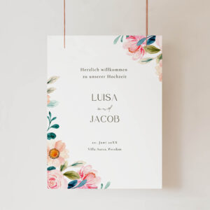 Willkommensschild Hochzeit Vorlage | floral & elegant ROSELIA