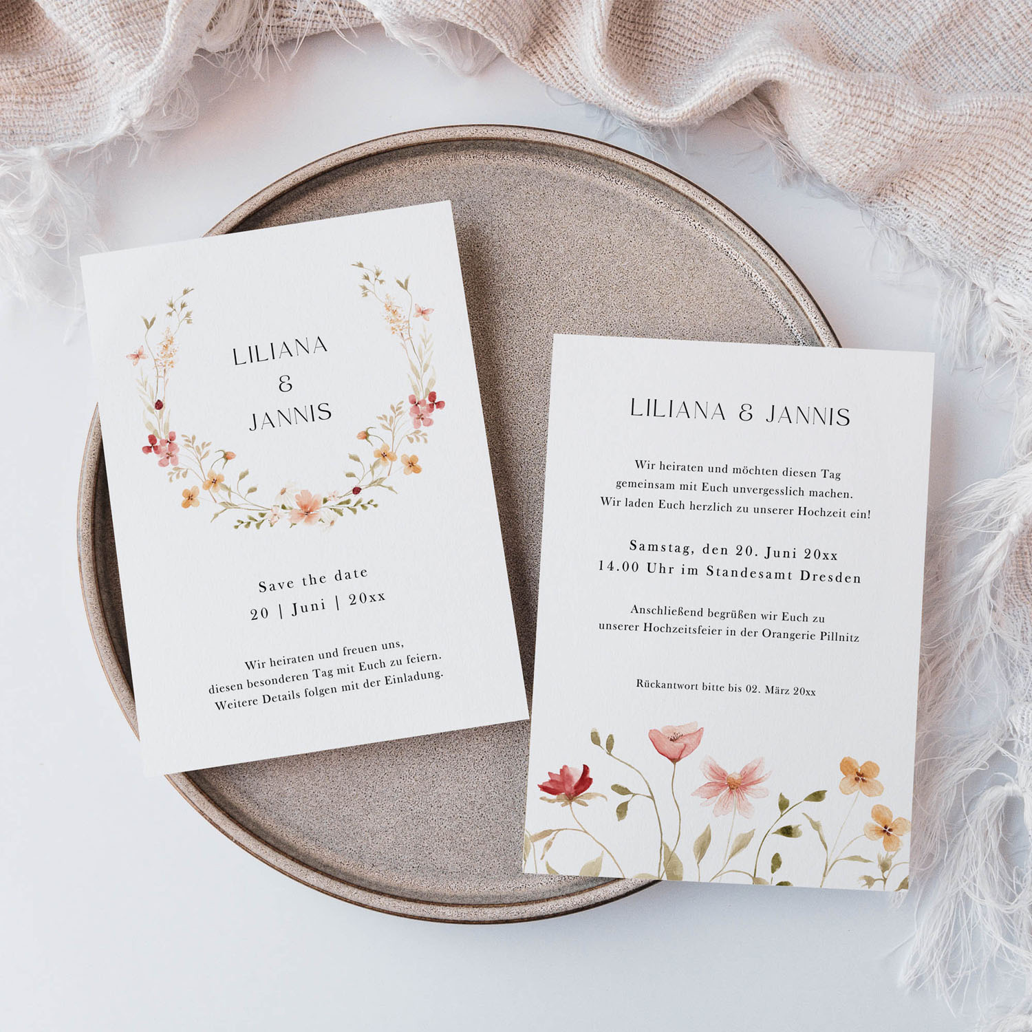 Save the Date & Einladung Boho Hochzeit SOLEA GARDEN