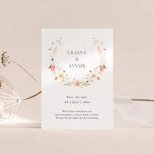 Save the Date Hochzeit Vorlage | Blumenkranz SOLEA GARDEN