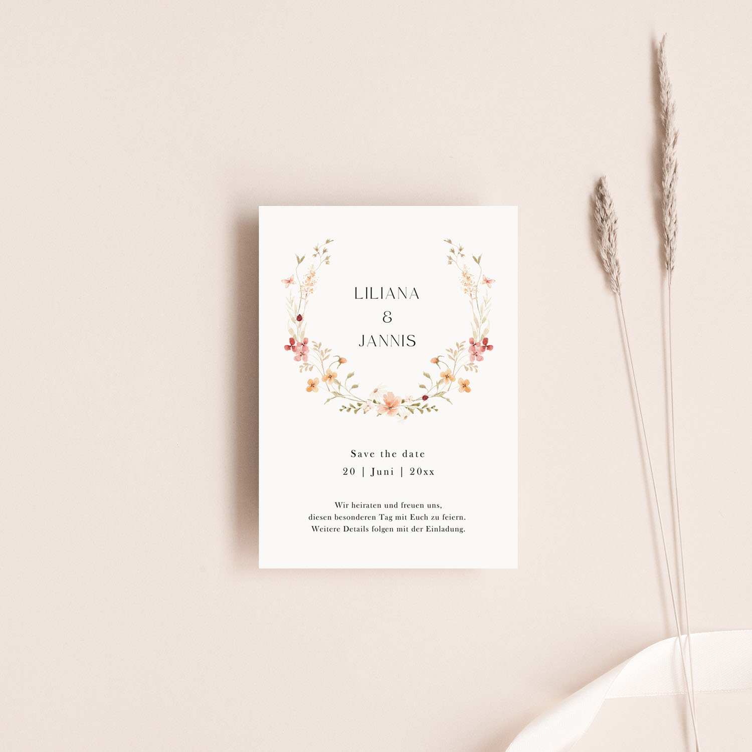 Save the Date Hochzeit Vorlage | Blumenkranz SOLEA GARDEN – Bild 4