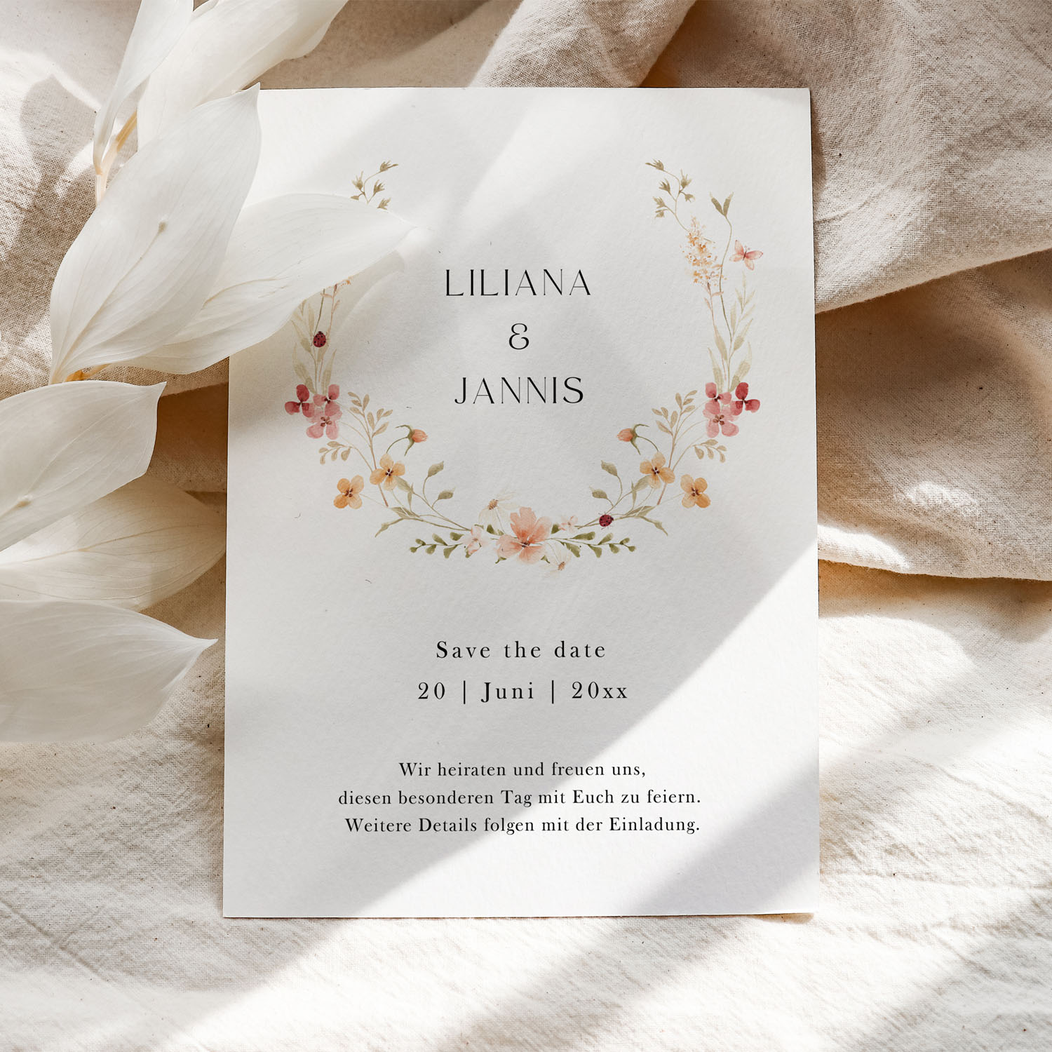 Save the Date Hochzeit Vorlage | Blumenkranz SOLEA GARDEN – Bild 5