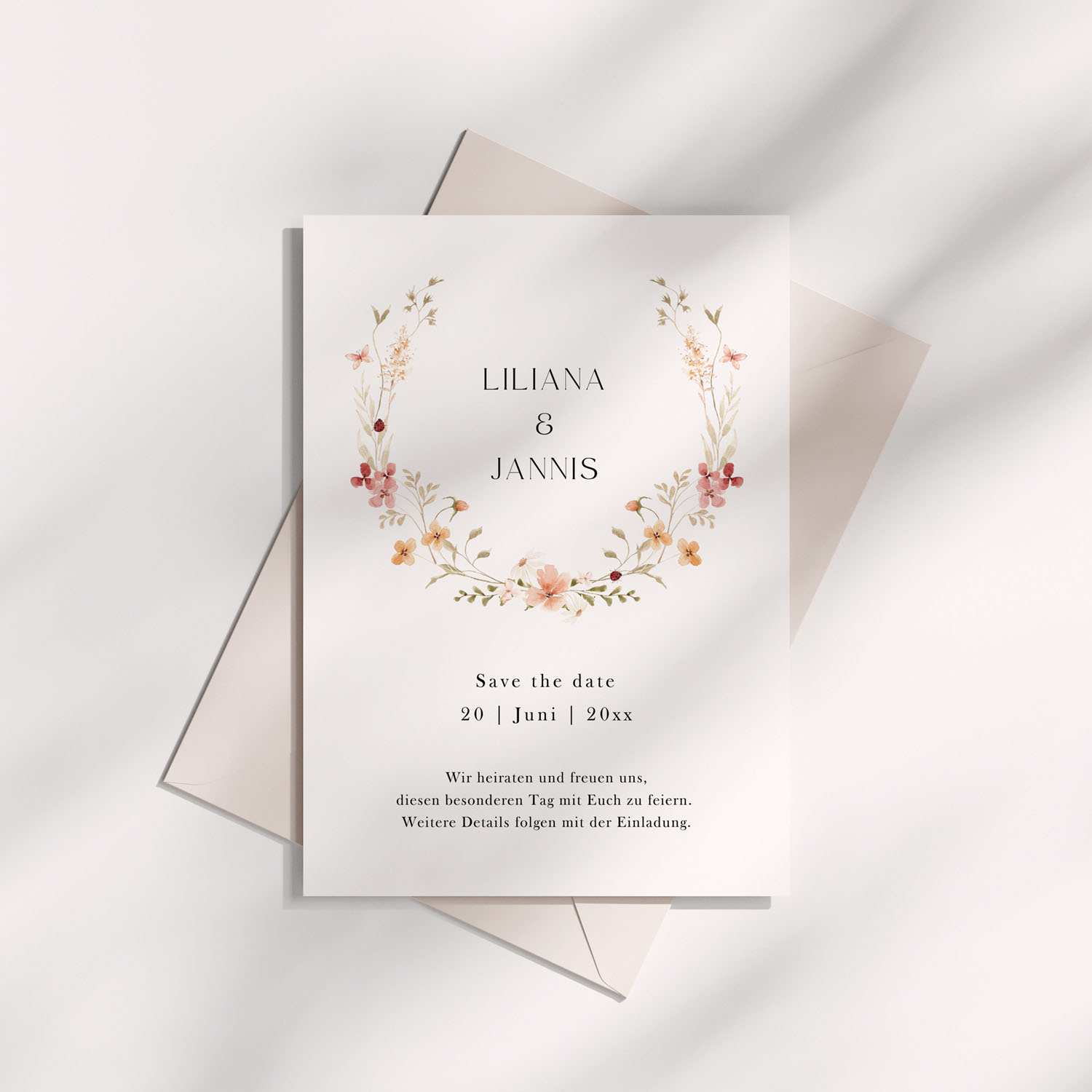 Save the Date Hochzeit Vorlage | Blumenkranz SOLEA GARDEN – Bild 3