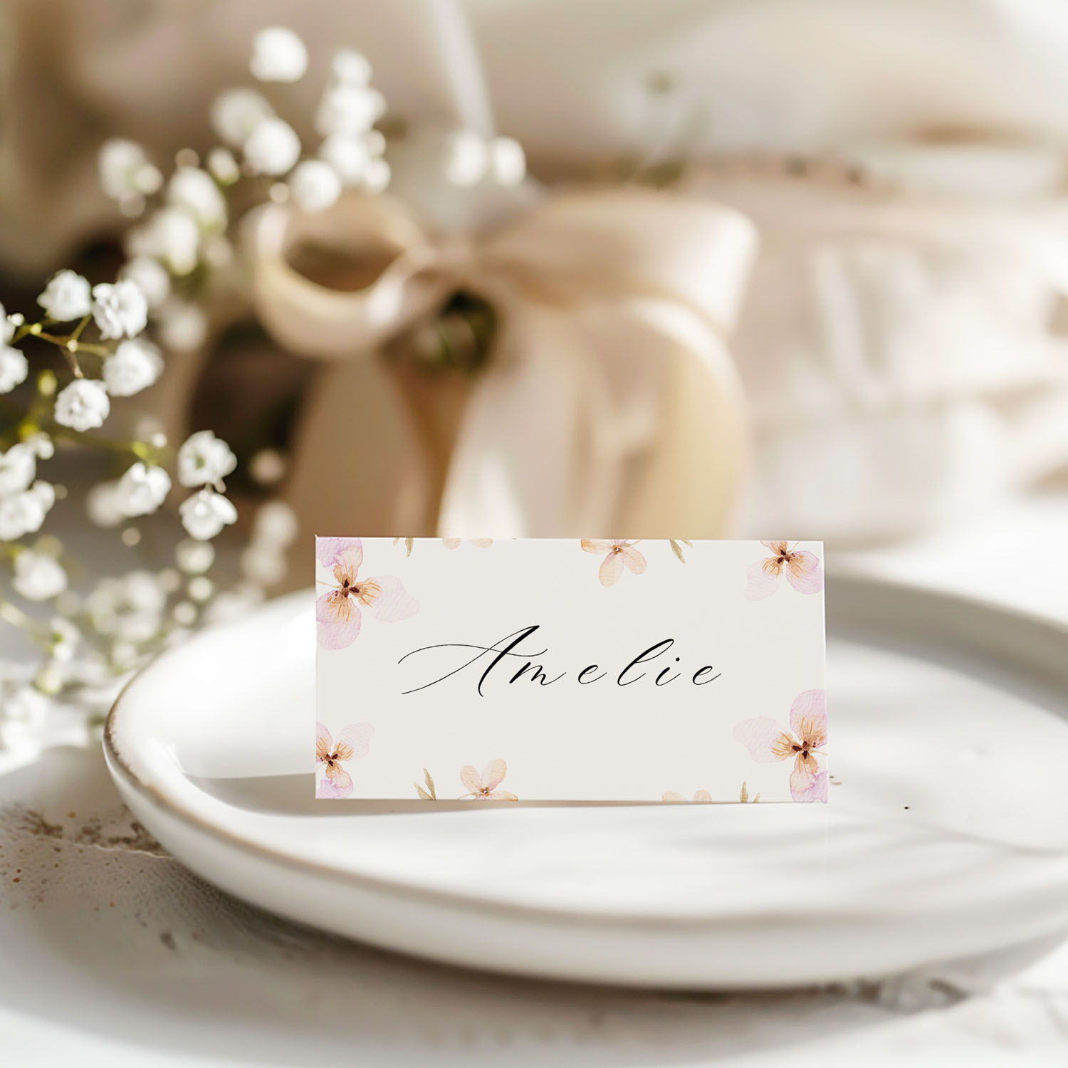 Hochzeit Platzkarte Vorlage | floral mit Kalligraphie POETICA – Bild 3
