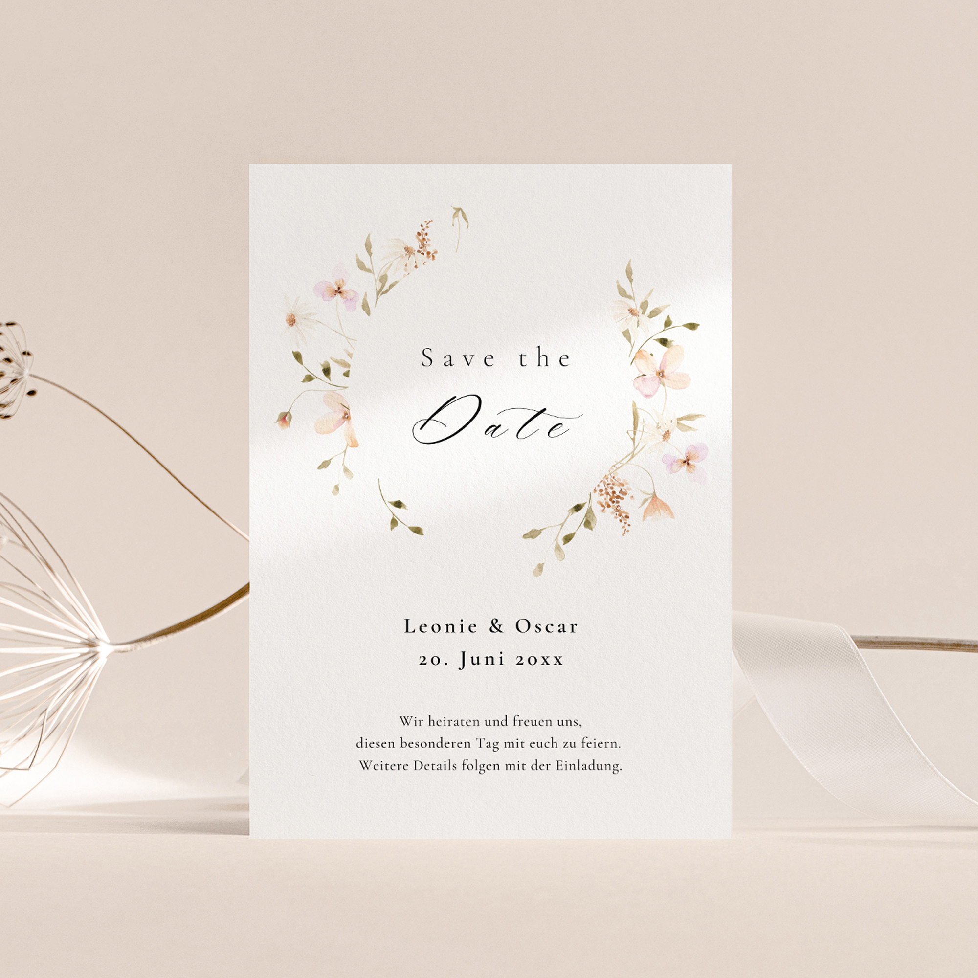 Hochzeit Save the Date Vorlage | Blumenkranz POETICA – Bild 4