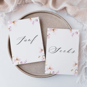 Tischnummer Hochzeit Vorlage | floral mit Kalligraphie POETICA