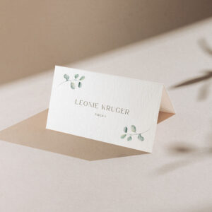 Platzkarte Hochzeit mit Eukalyptus | Canva Vorlage MIDORI