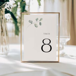 Tischnummer mit Eukalyptus | Minimalistische Vorlage MIDORI